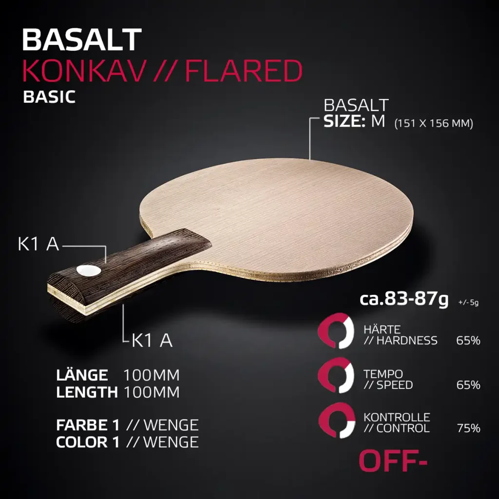 Basalt Basic konkav Profi Tischtennisschläger von SOULSPIN
