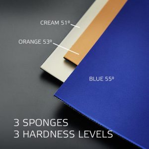 3 sponges in different degrees of hardness, available for the offensive table tennis rubbers P16 and P16ST