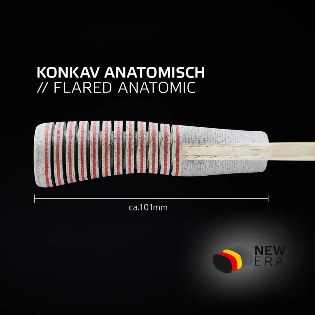 Table Tennis racket with NEW ERA handle flared anatomic