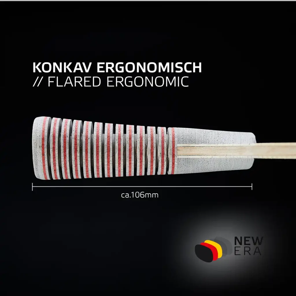 Table Tennis racket with NEW ERA handle flared ergonomic