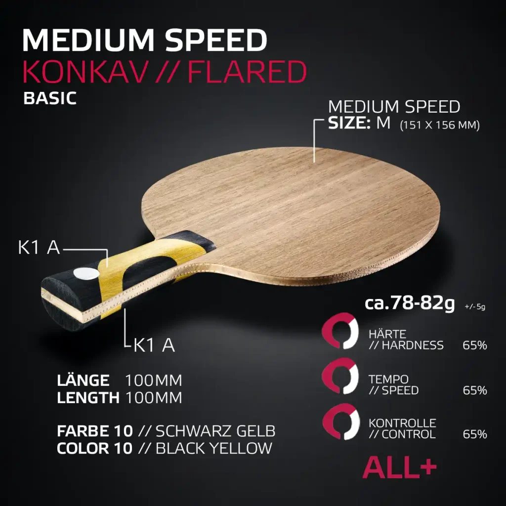 Medium Speed Basic konkav Profi Tischtennisschläger mittelschnelles Allround-Holz von SOULSPIN
