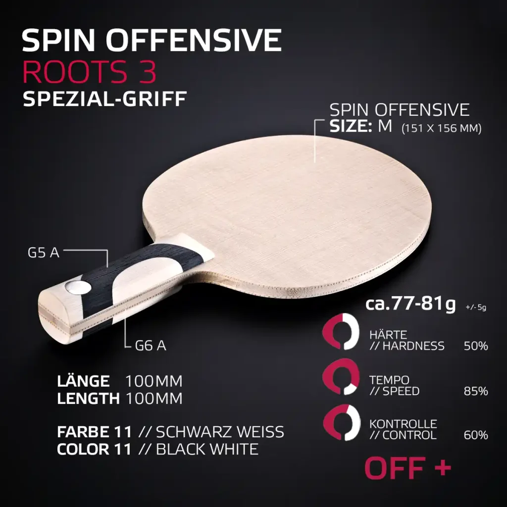 Roots 3 Spin Offensive Pro Table Tennis racket by SOULSPIN