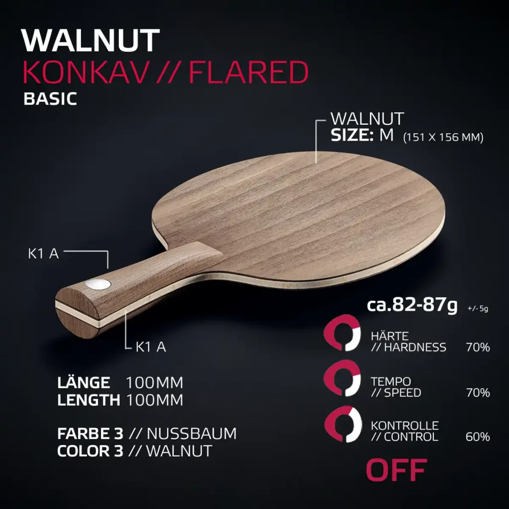 WALNUT Profi-Tischtennisschläger aus dunklem Nussbaum-Holz made in Germany von SOULSPIN